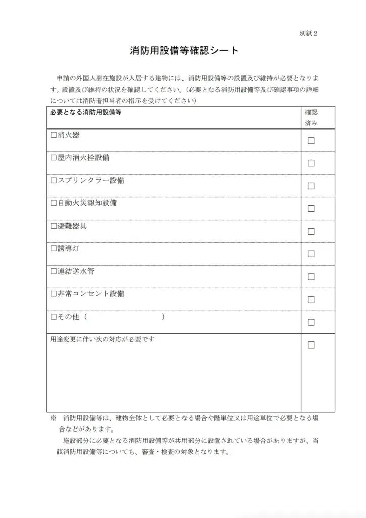 消防設備等チェックシート