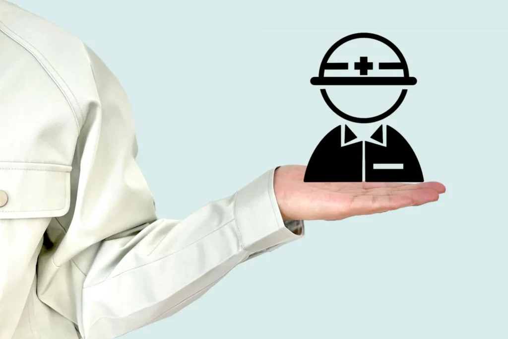 作業員が工事の案内を示すイメージ画像