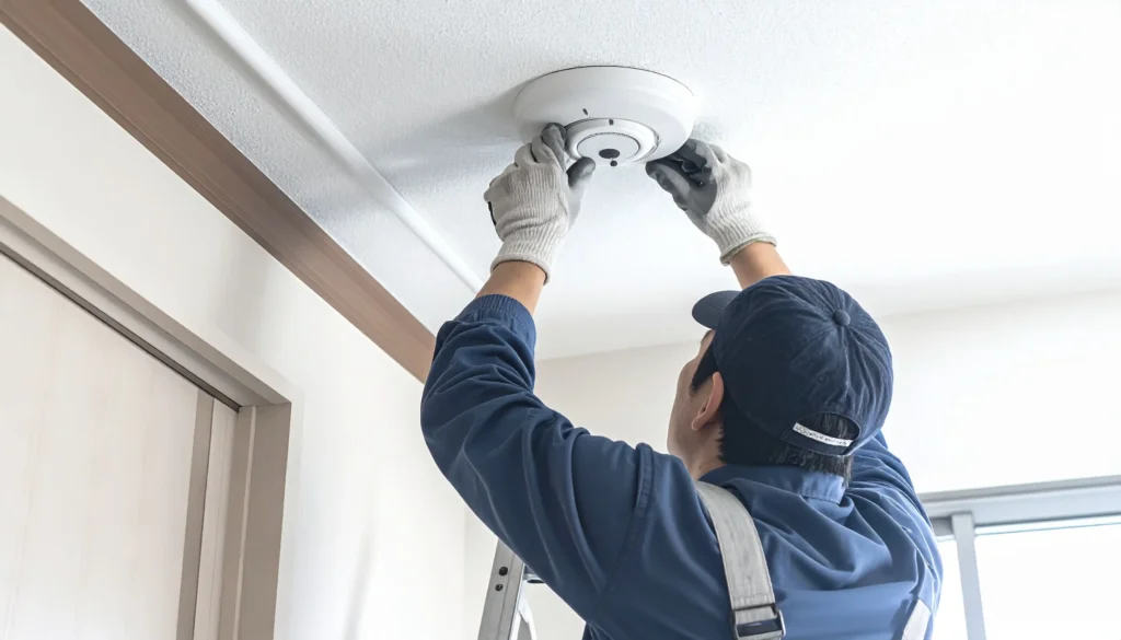 火災報知器を設置してる画像